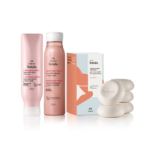 AR 073 - Natura Kit Reparador Tododia Flor de Cereja e Abacate e Sabonete Macadâmia (3 produtos)