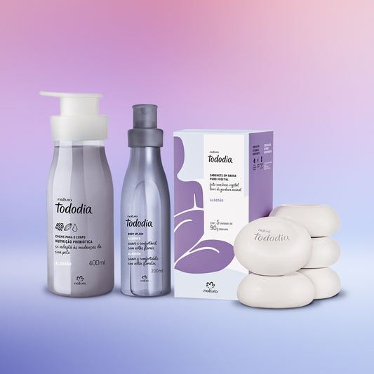 AR 074 - Natura Kit Tododia Algodão com Hidratante, Body Splash e Sabonete em Barra (3 produtos)
